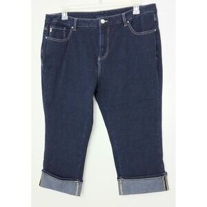 Belle by Kim Gravel Cropped Jeans Women's Size 20W Flexibelle Cuffed Dark Wash